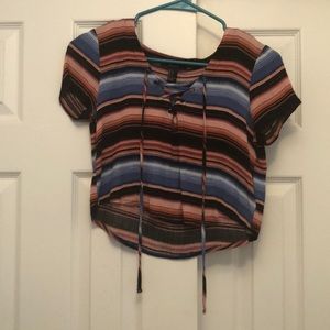 Striped Crop Top with Tie